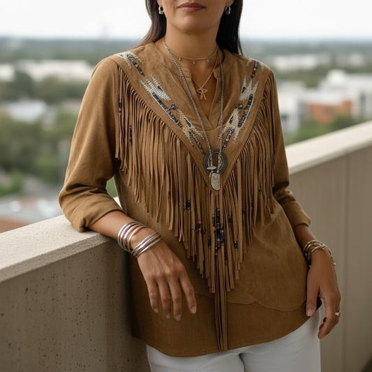 Winona Vintage Blouse With Ethnic Printed Design For A Classic Look