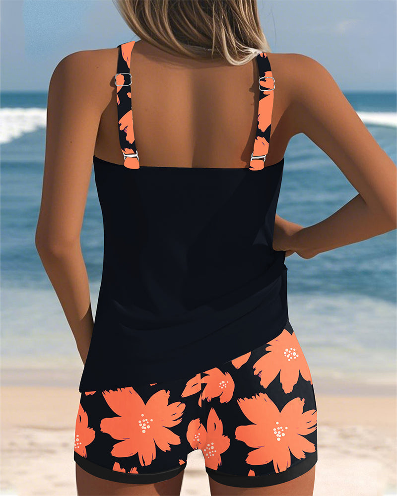 Edith | Sleeveless Printed Tankini