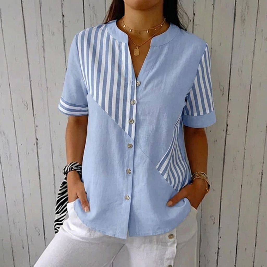 Jenny Striped Linen-cotton Summer Top