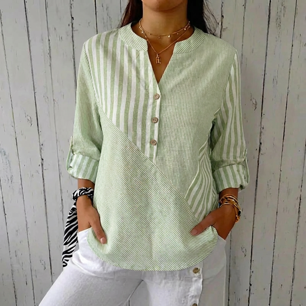 Jenny Striped Linen-cotton Summer Top