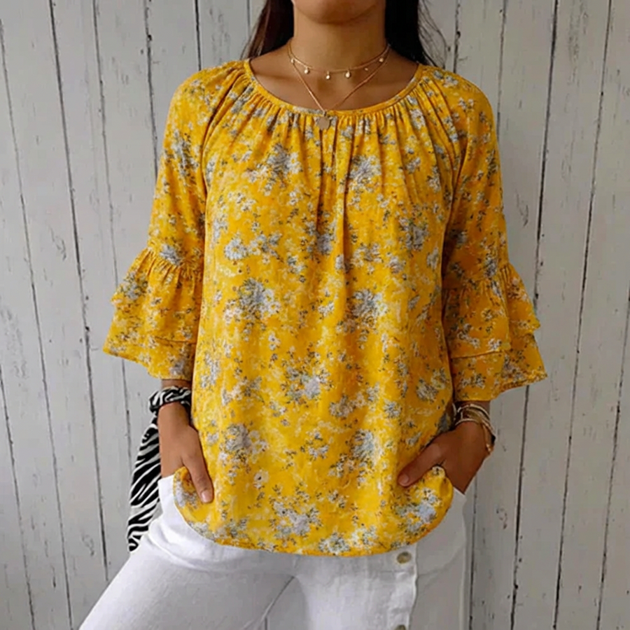 Thea Vintage Blouse With Floral Pattern