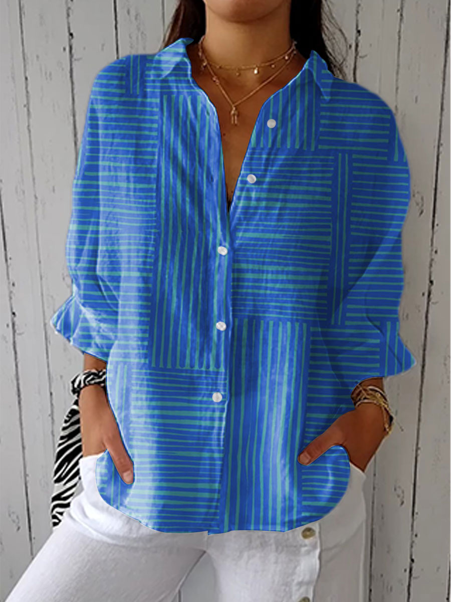 Feline Azure Stripe Blouse