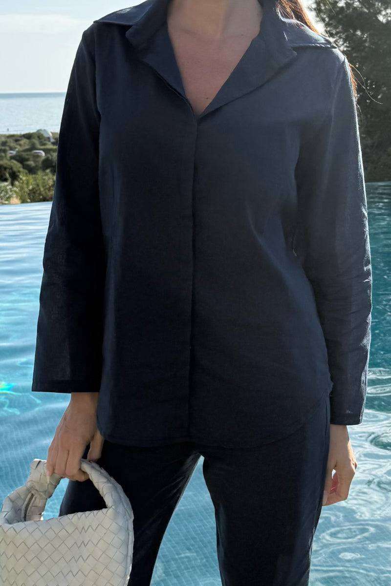 Adelaide™ – Oversized Cotton Shirt & Wide-Leg Pants Co-Ord Set