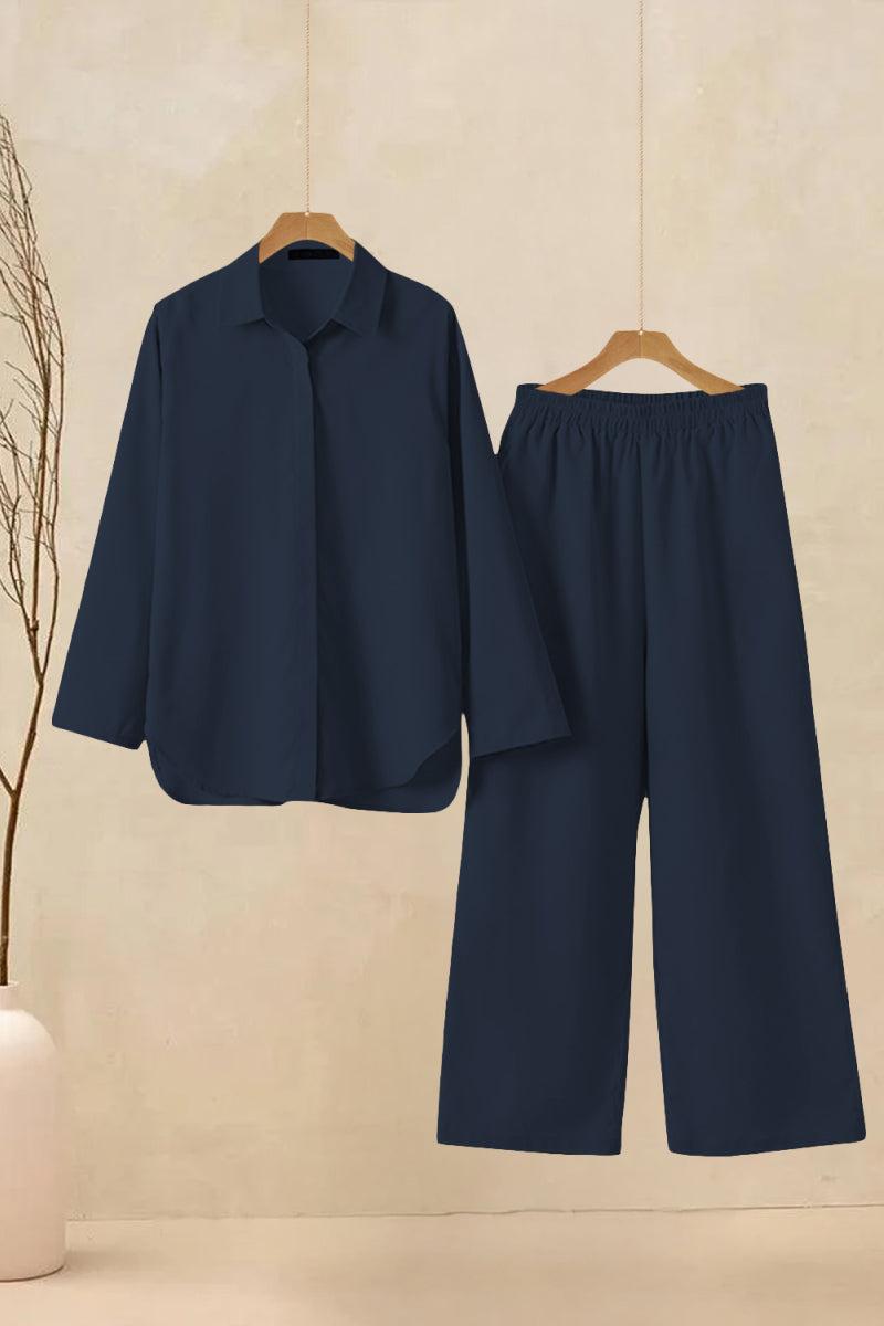 Adelaide™ – Oversized Cotton Shirt & Wide-Leg Pants Co-Ord Set